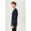 Wool Blend Round Neck Striped Knitting Men Sweater